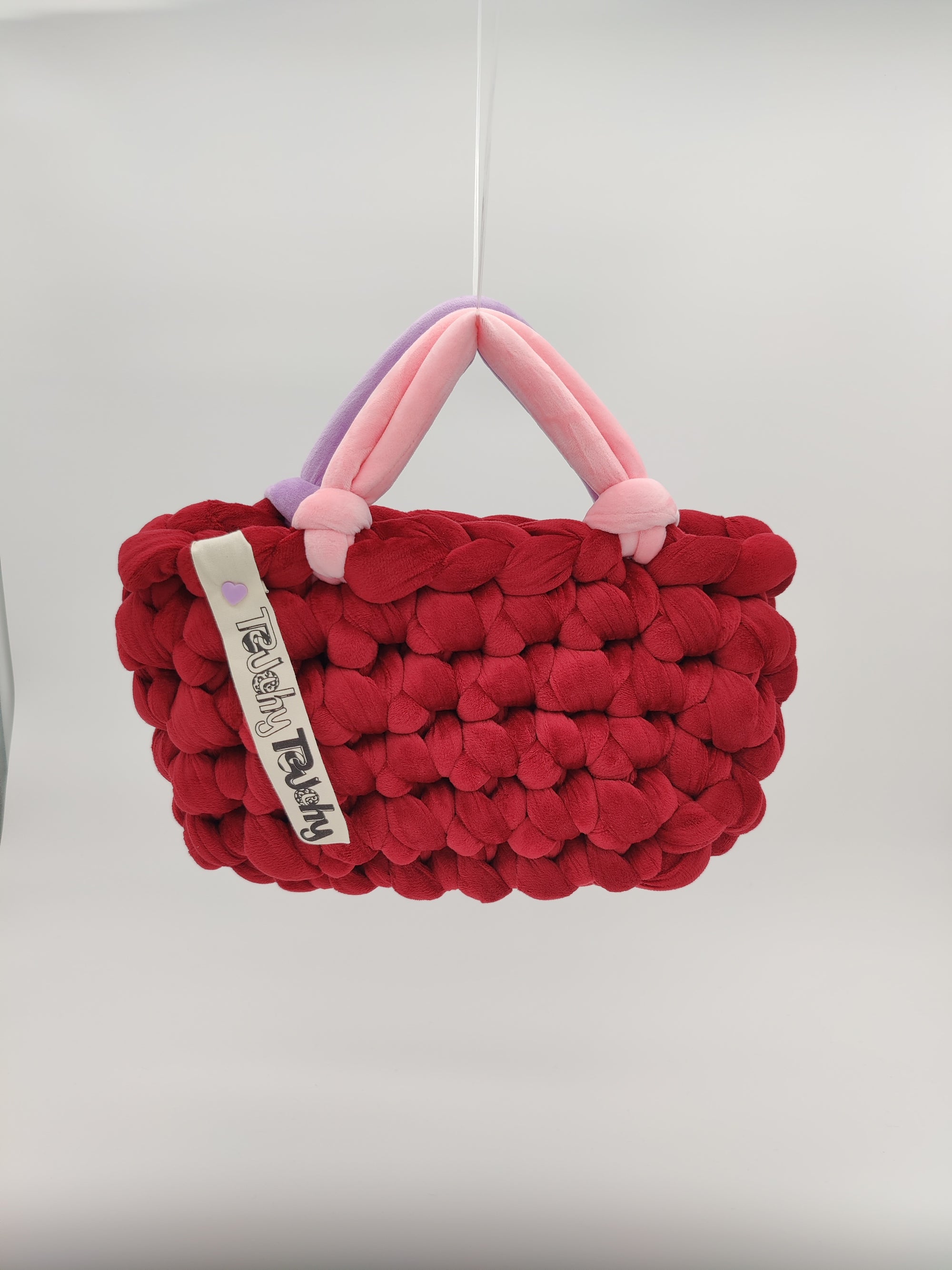 TB28 – Baguette-Tasche Rot – zweifarbige Griffe